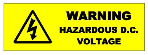 Hazardous DC Voltage yellow warning